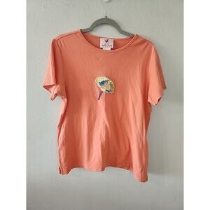 Quacker Factory Woman’s Coral Top Sz Medium Beaded Beach Umbrella